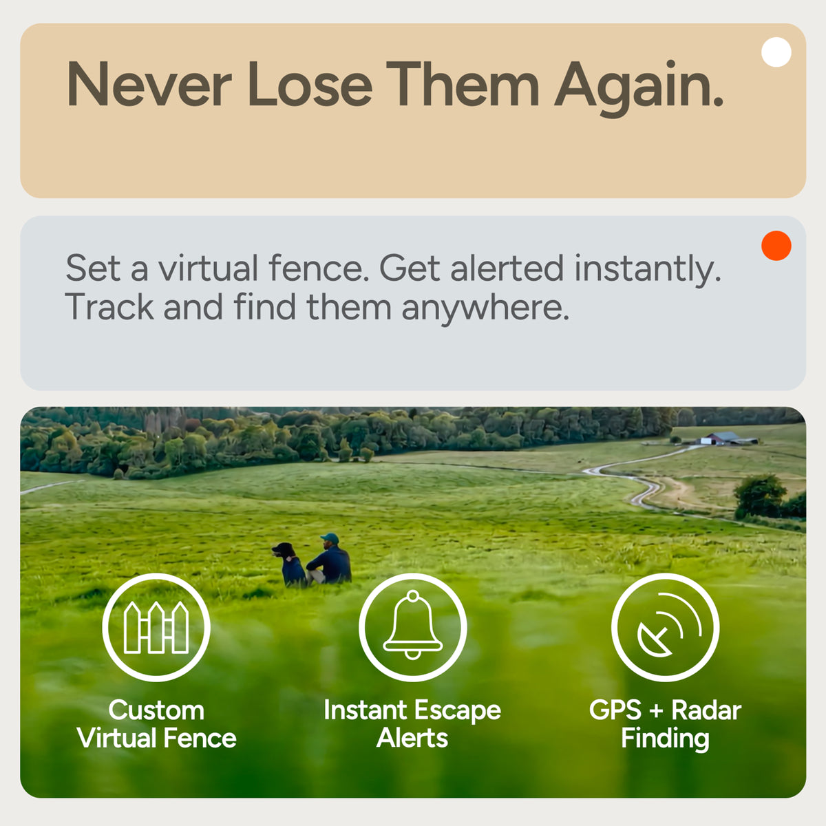 Tracker T1 custom virtual fence, escape alerts, and GPS radar finding