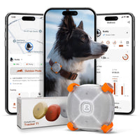 White Tracker T1 GPS dog tracker with location and activity monitoring app
